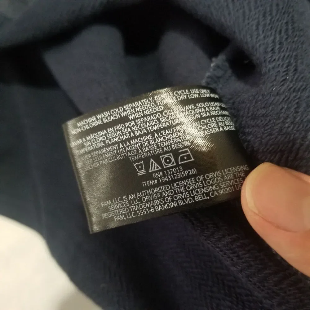Orvis Mens Long Sleeve Textured Crew Neck Sweatshirt Navy Blue Size L